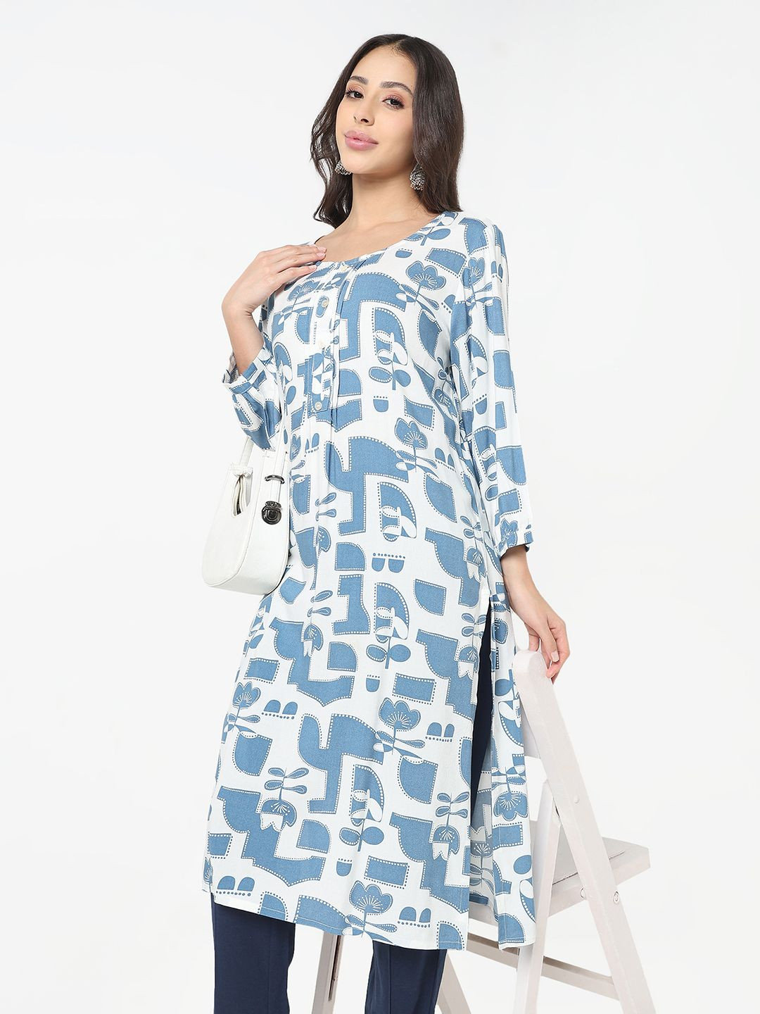 R&B Women Abstract Printed Festive A-Line Kurta