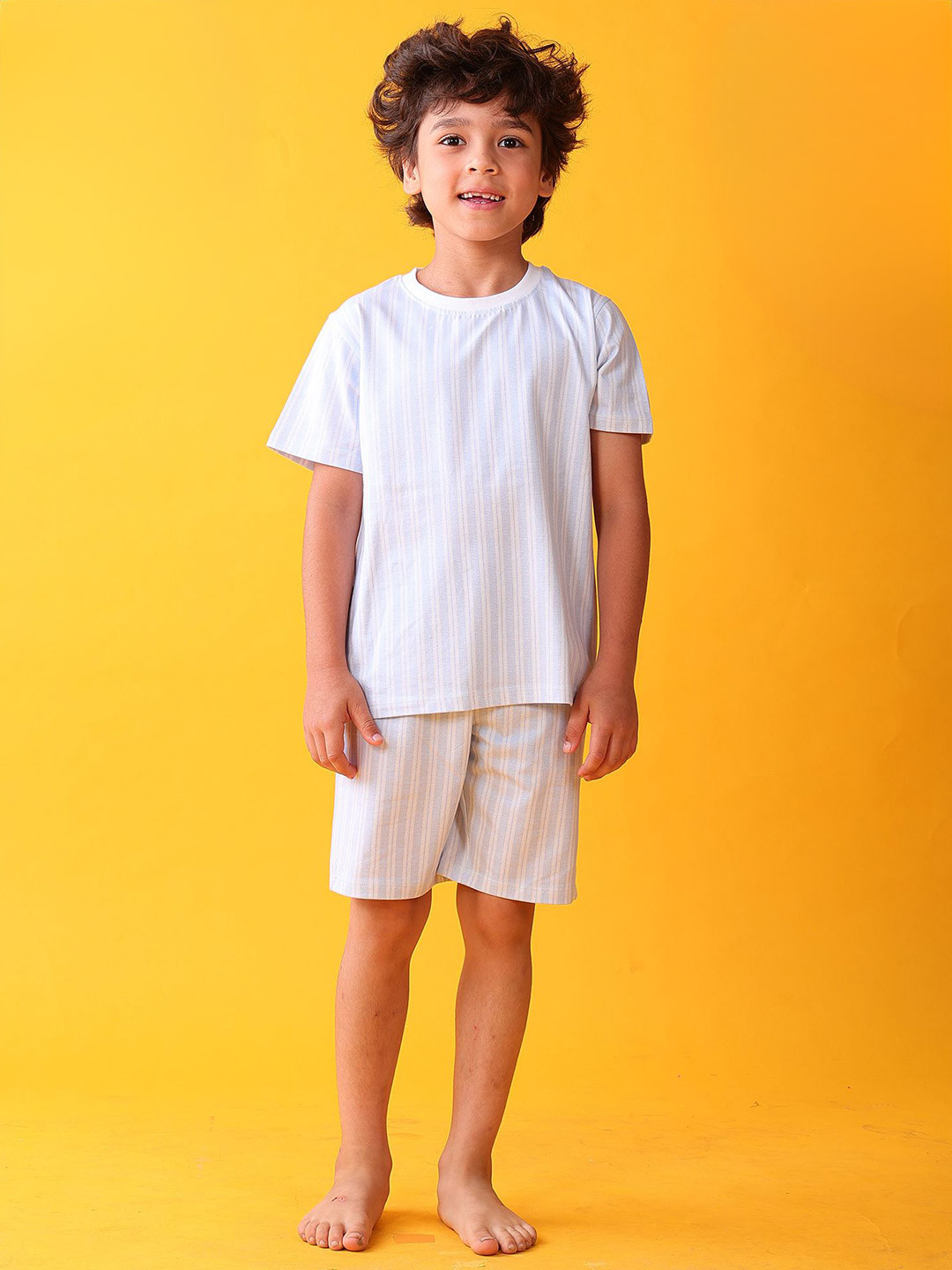 Anthrilo Boys Cotton Striped Blue Sleepwear Night suit