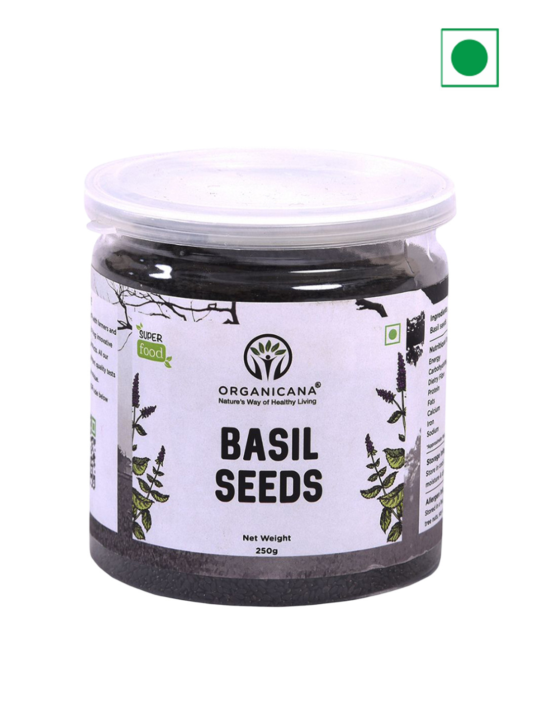 Organicana Raw Sabja Basil Seeds - 250g