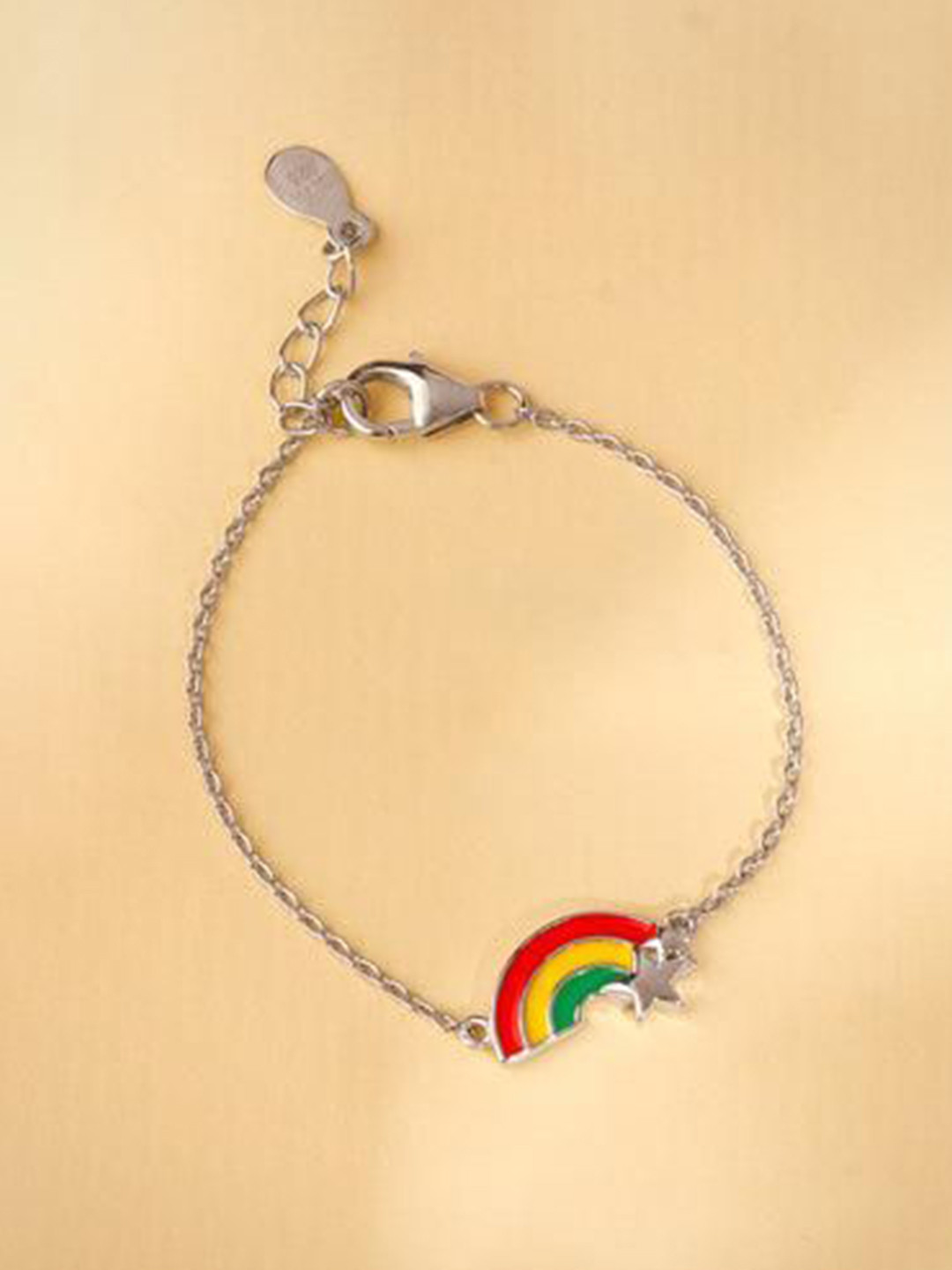 GIVA Girls 925 Silver Rhodium-Plated Rainbow Charm Bracelet