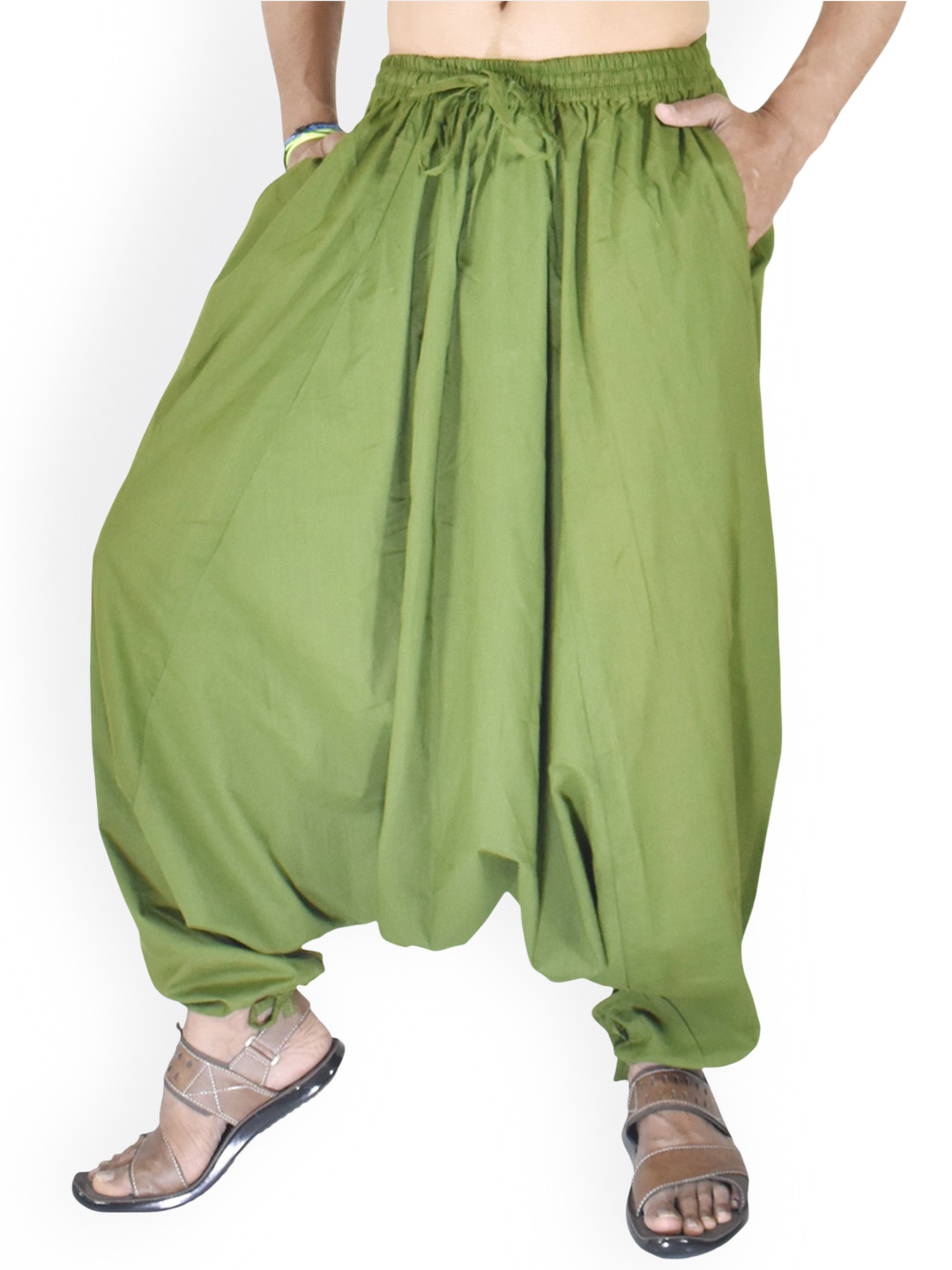 WHITEWHALE Men Loose Fit Cotton Harem Pants