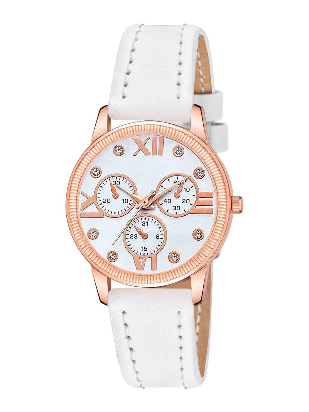 Gopal Shopcart Unisex Round Dial Analogue Watch C25RG_WH Mina WH Leather_F