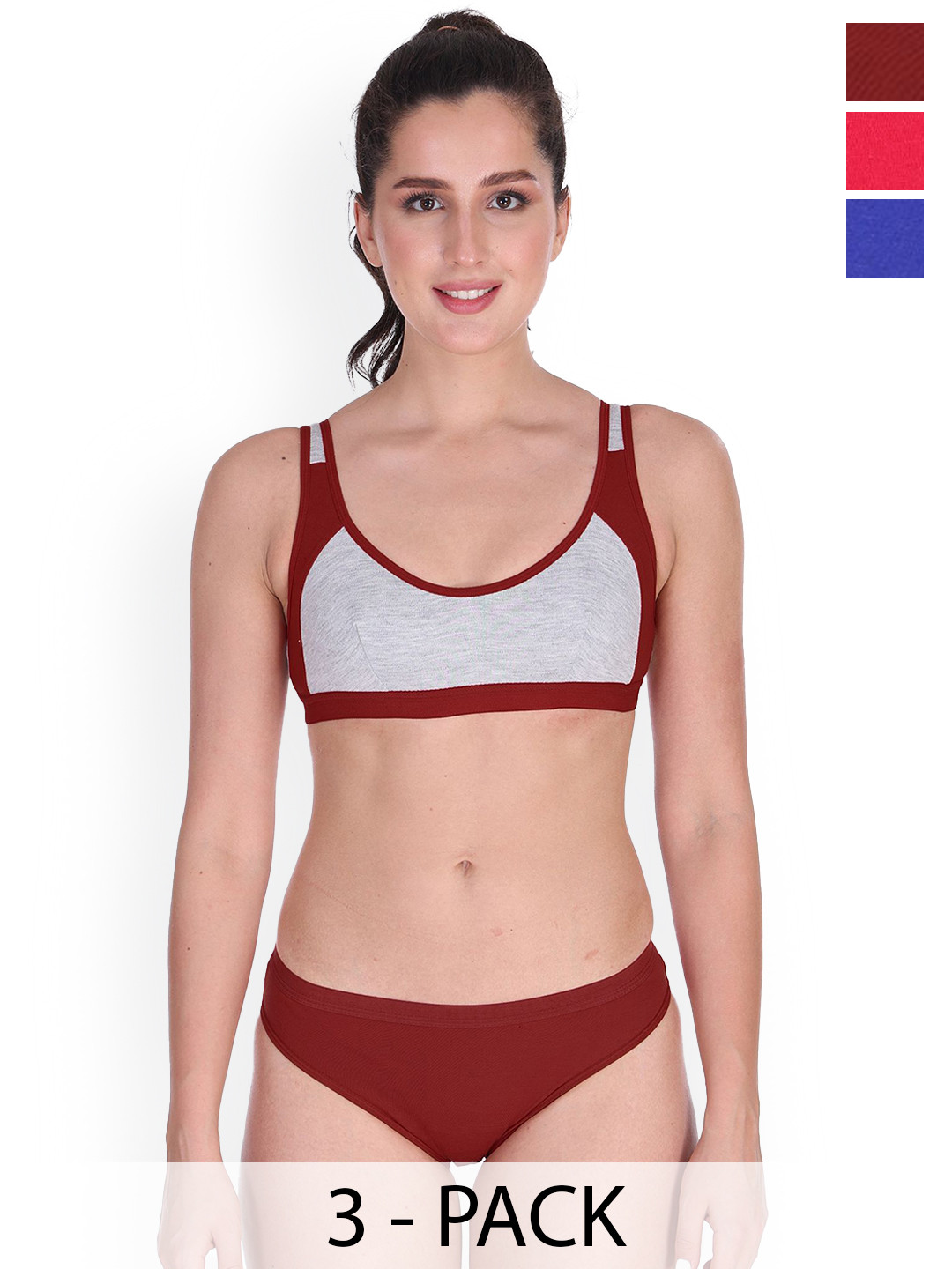 Samvar Pack Of 3 Non-Padded Lingerie Set  SNYC-Set_B,P,M