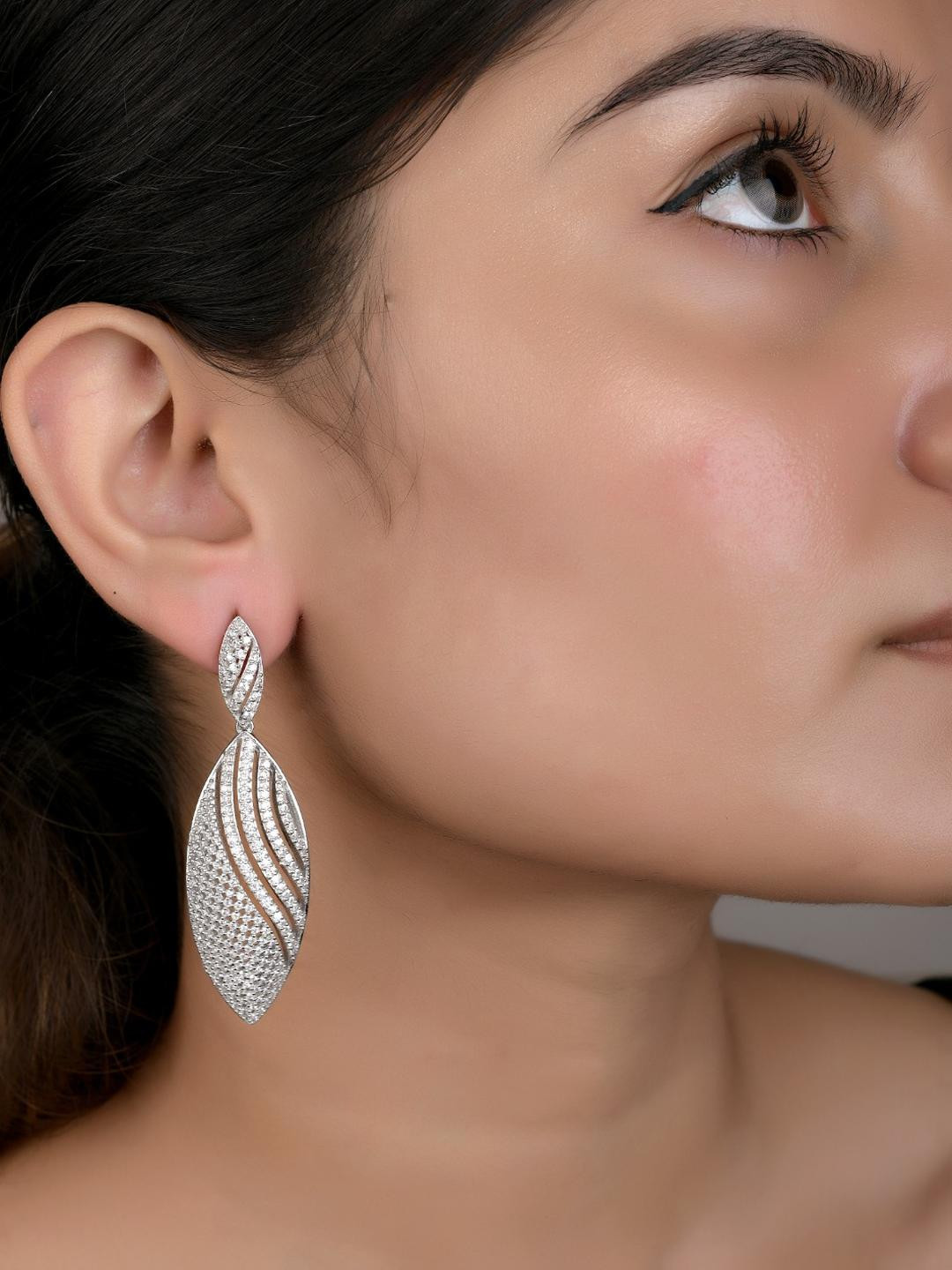 Era Long Cocktail Earrings on Pure 925 Silver