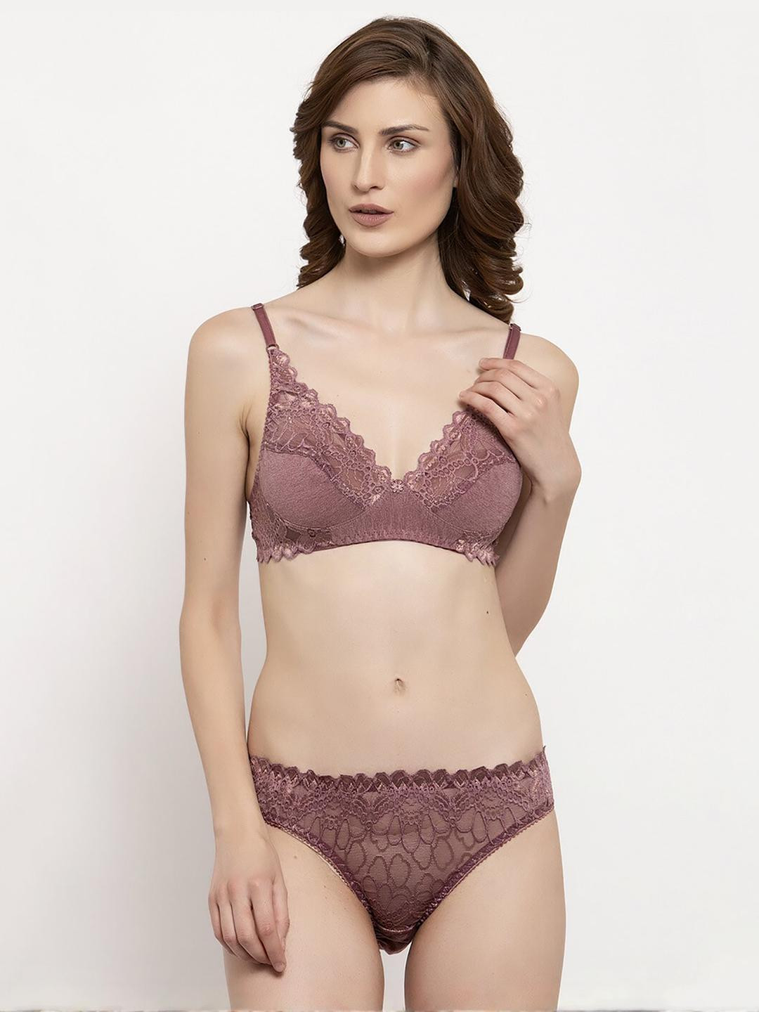 Samvar Self-Designed Non Padded Lingerie Set Itwenty Set_Maroon