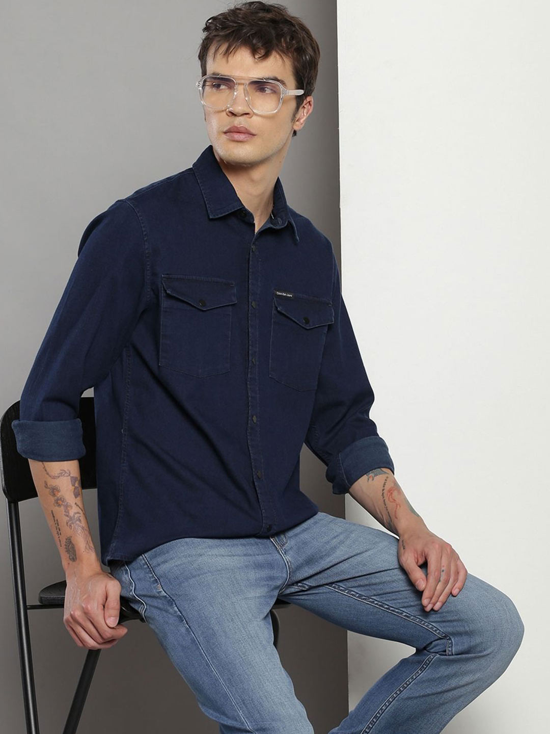 Calvin Klein Jeans India Resource Spread Collar Slim Fit Shirt