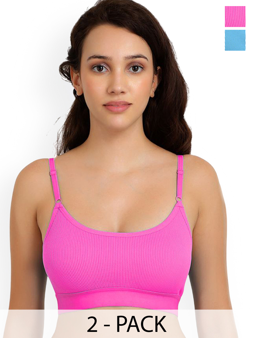 Samvar Pack Of 2 Cotton Non Padded Lingerie Set Goma Set_P,Light_B