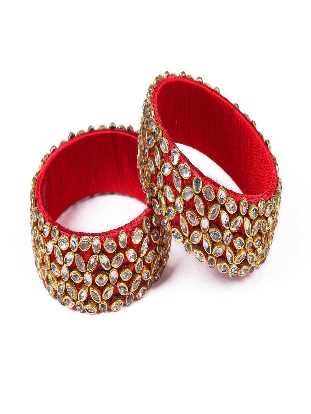 Saumakshi Set of 2 Maroon Silk Thread Kada
