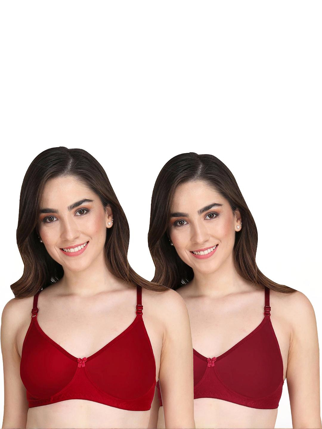 Women Cotton Red,Maroon Padded Non-Wired Lingerie Bra Sport wear Gym Crop Tank Top