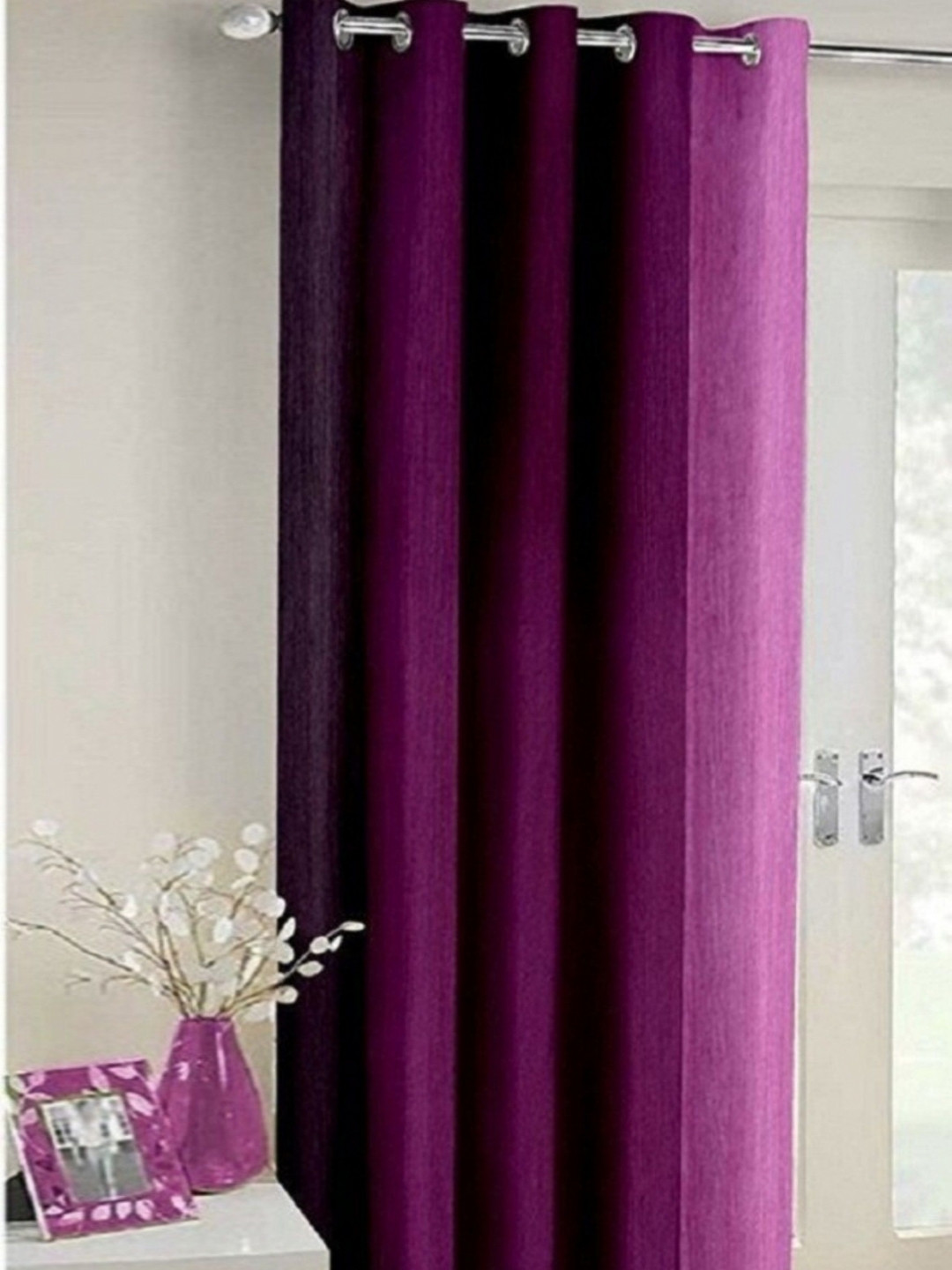 BELLA TRUE Purple Striped Regular Window Curtain