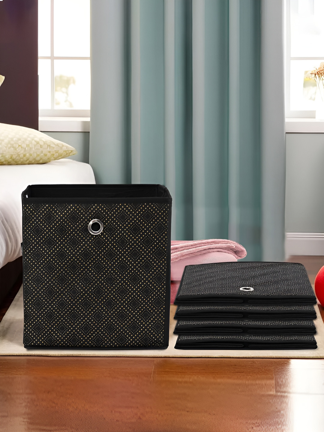 Aura Black 5 Pieces Checked Drawer Organisers