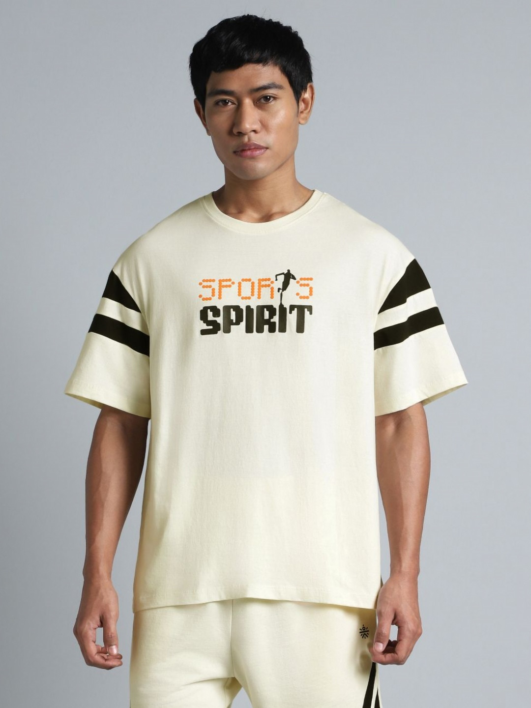 CULT Men's Off White Sports Spirit Relaxed fit Graphic T-shirt