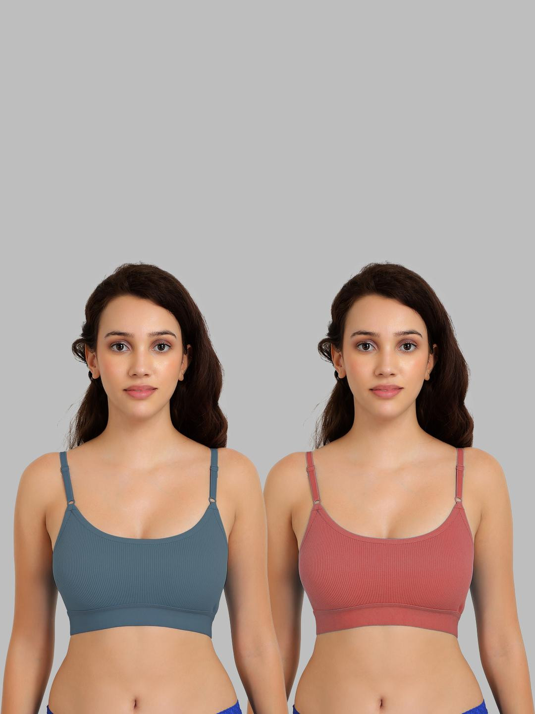 Women Cotton Dark Green,Orange Non Padded Non-Wired Lingerie Bra Sport wear Gym Crop Tank Top