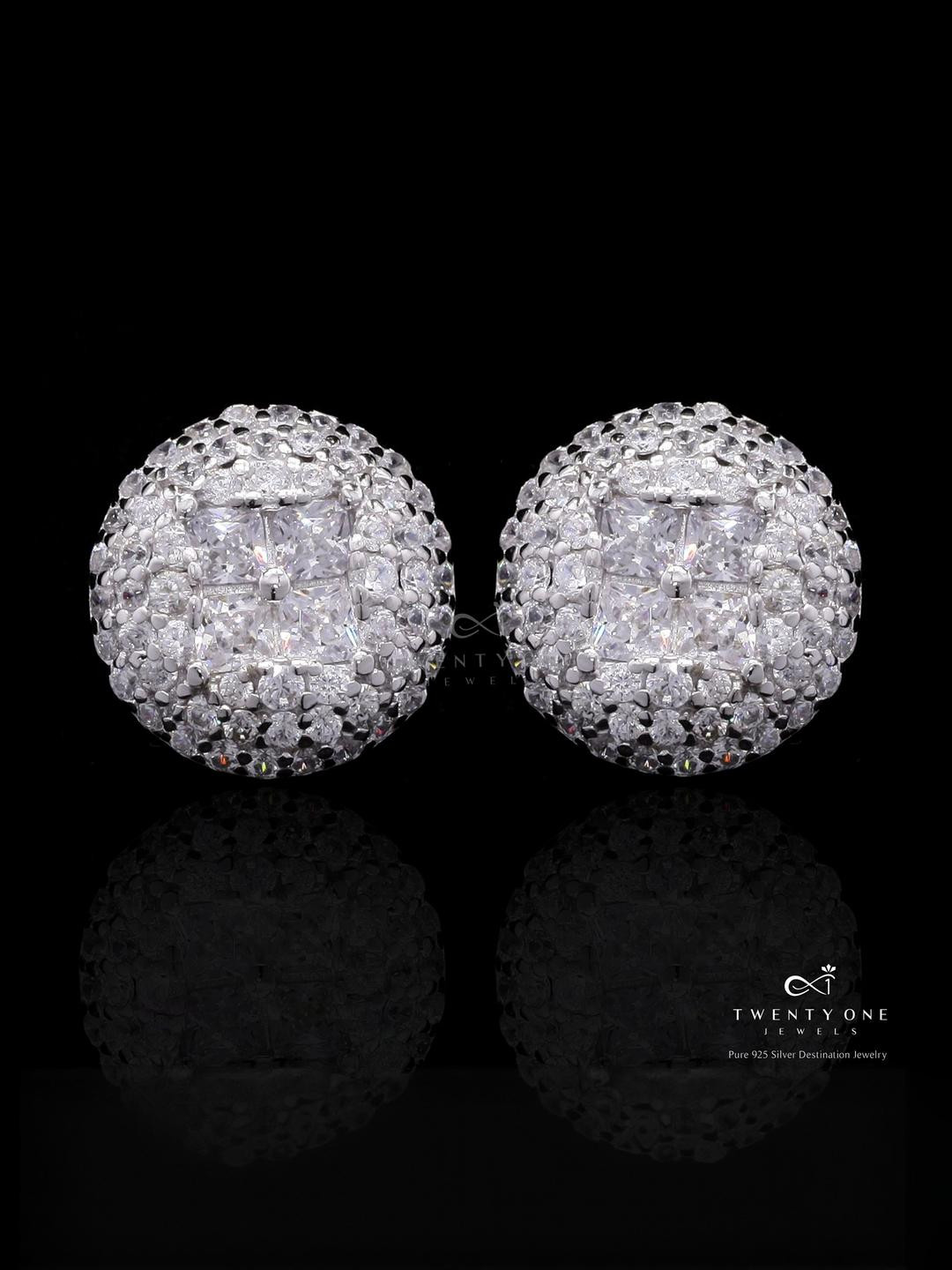Naila Diamond Studs on Pure 925 Silver