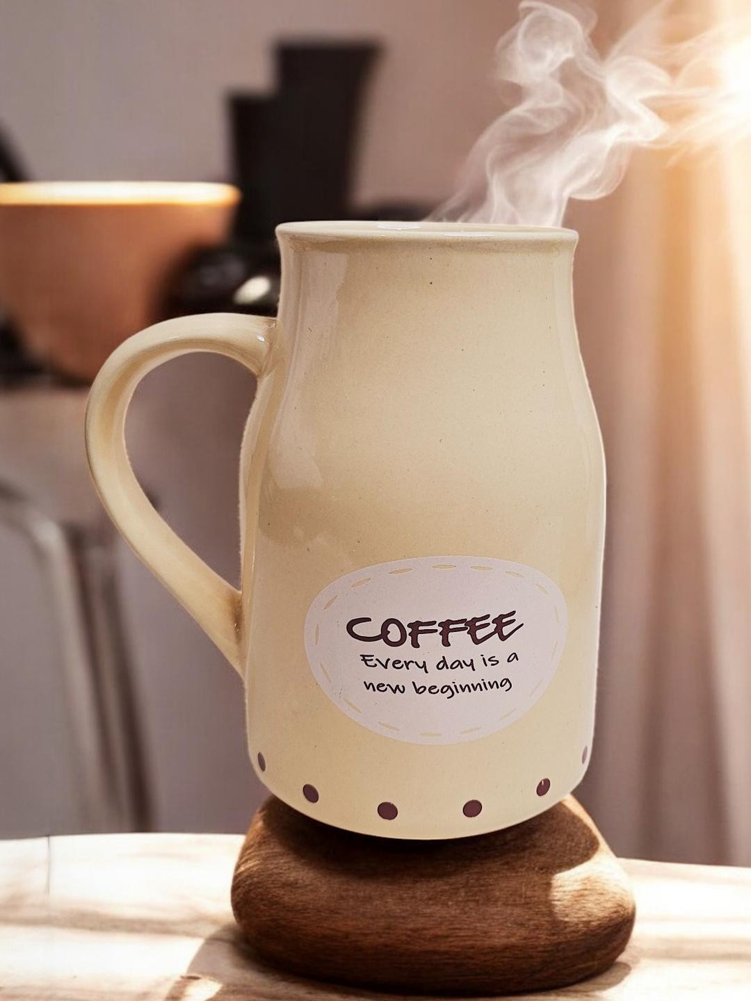 Cream Handcrafted Coffee Flask Can Tall Mugs