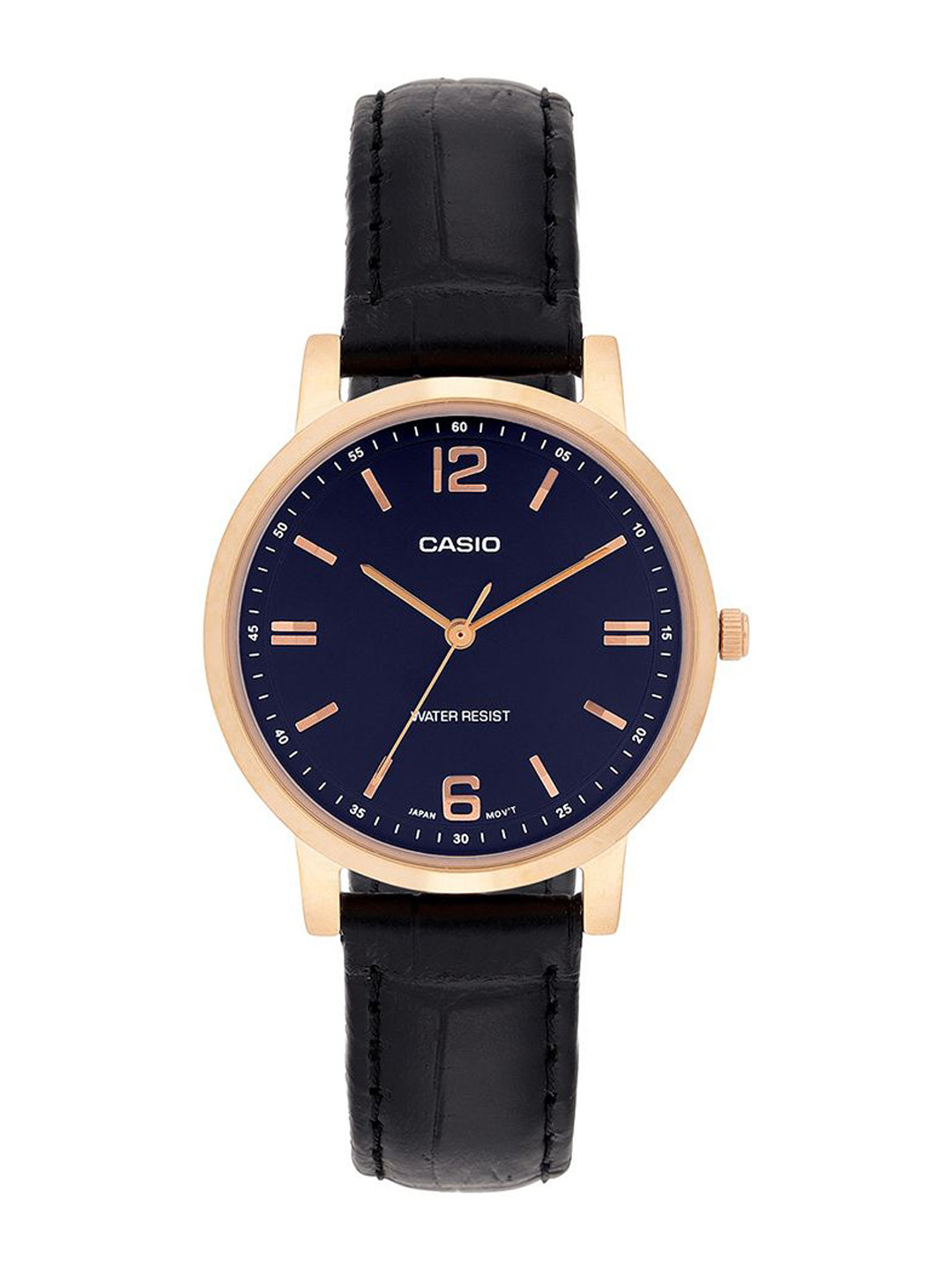 CASIO Enticer Ladys Women Brass Dial & Leather Straps Analogue Watch A2449