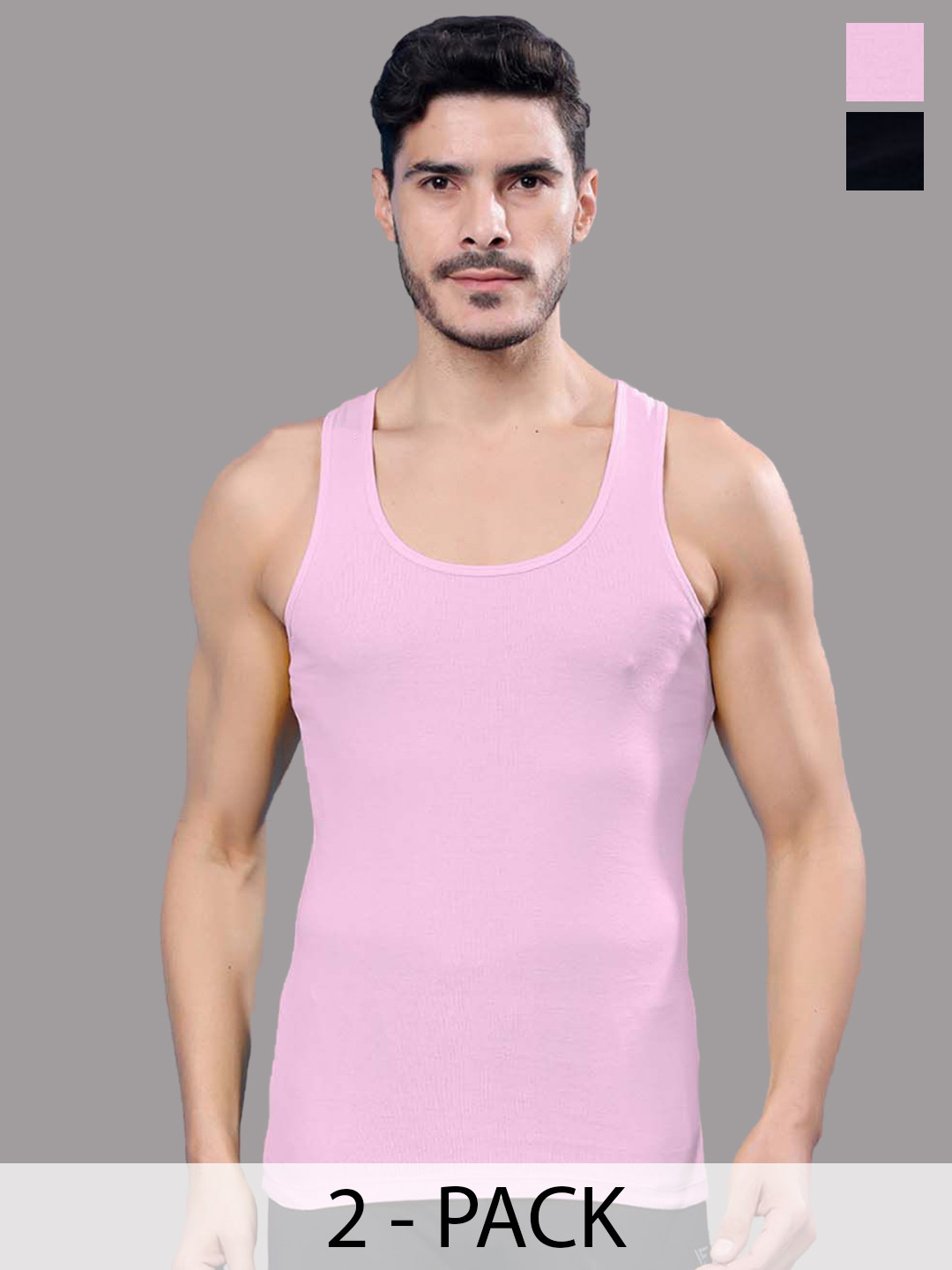 FBAR Pack Of 2 Ribbed Pure Cotton Gym Vests R-01-10