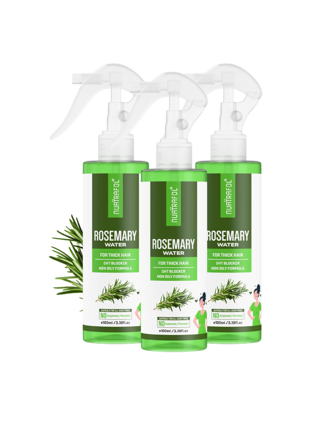 NUATRAFOL Set Of 3 Rosemary Water For Hair Growth - 100 ml Each