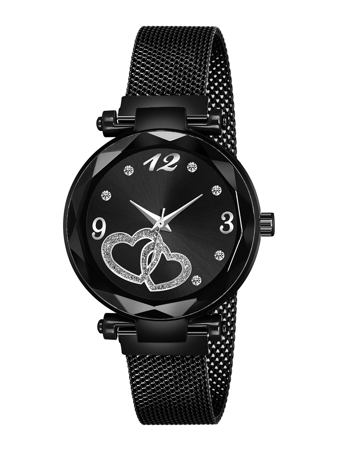 Gopal Shopcart Unisex Embellished Round Dial Analogue Watch GR_104_Black Maganet