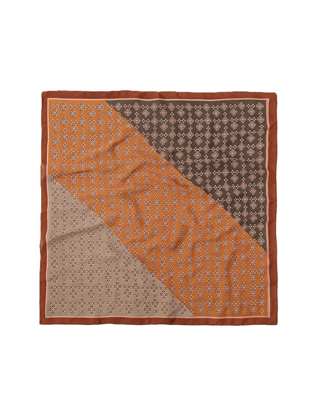 Alexvyan Women Brown Satin Silk Square Scarf