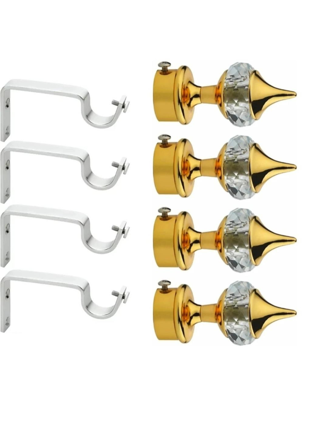 Ghazian Gold Curtain Knobs, Rod Rail Bracket Metal (Pack of 4)