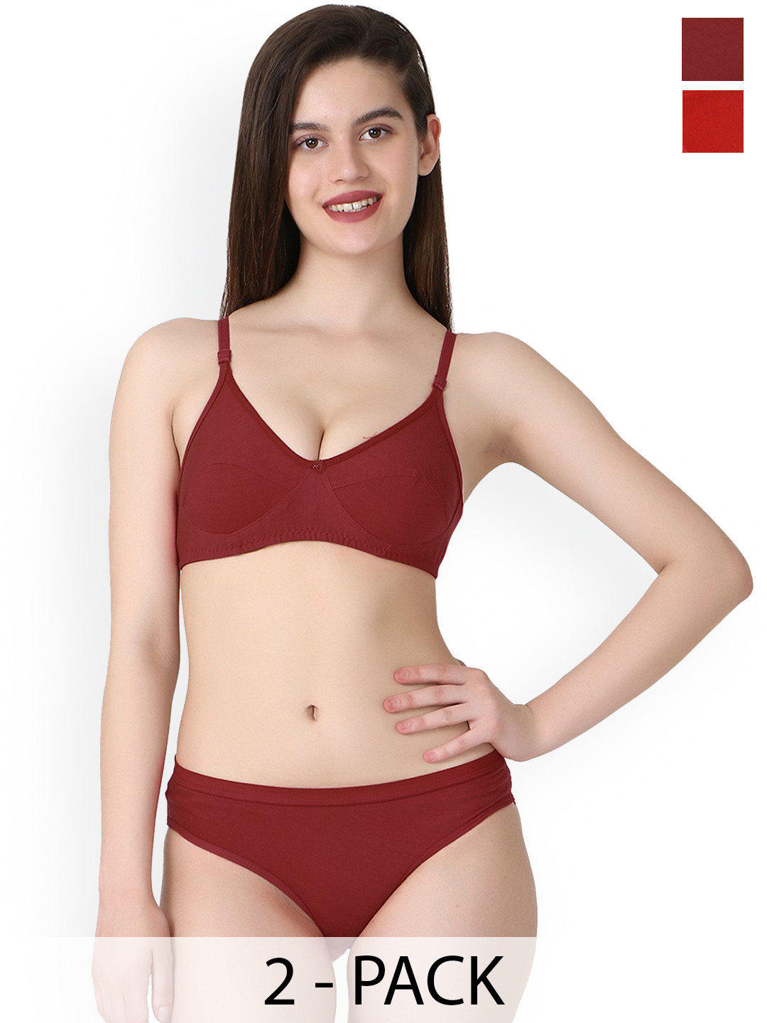Samvar Pack Of 2 Non Padded Lingerie Sets A-Ruchi-Sett_R,M