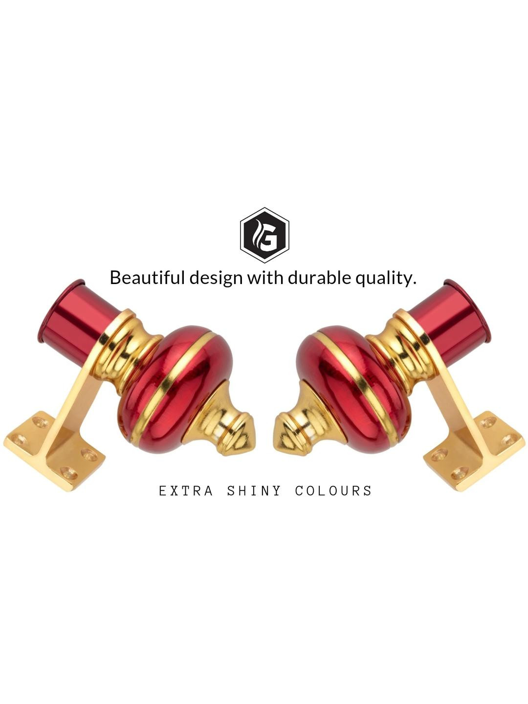 Ghazian Red Curtain Knobs, Rod Rail Bracket Metal (Pack of 2)