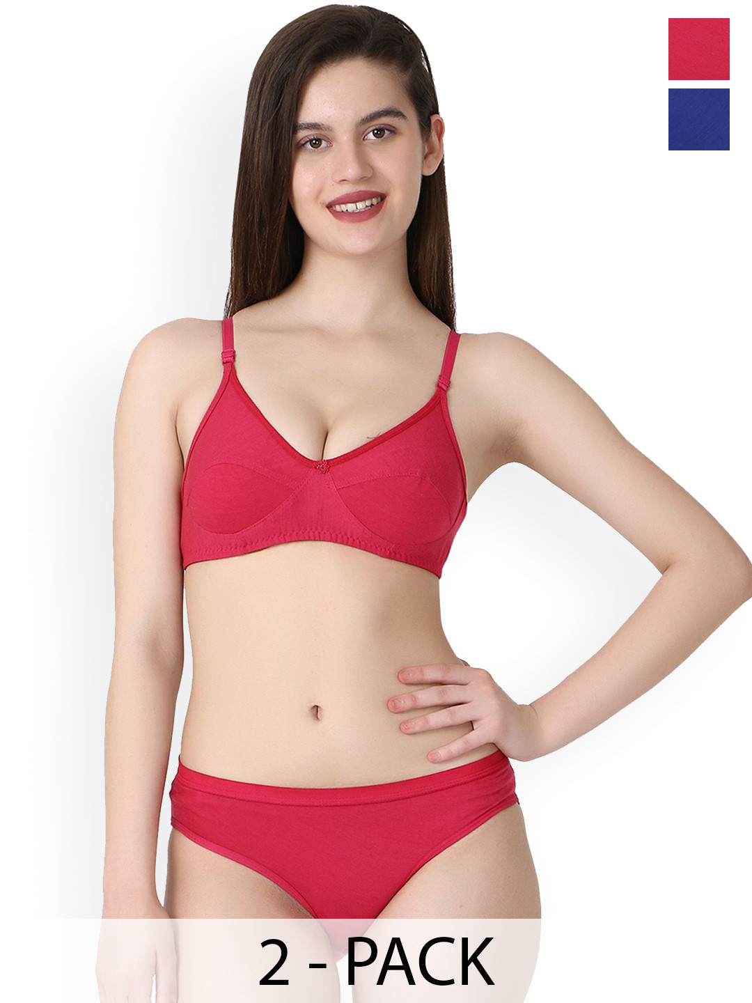 Samvar Pack Of 2 Cotton Non Padded Lingerie Sets B-Ruchi-Sett_B,P