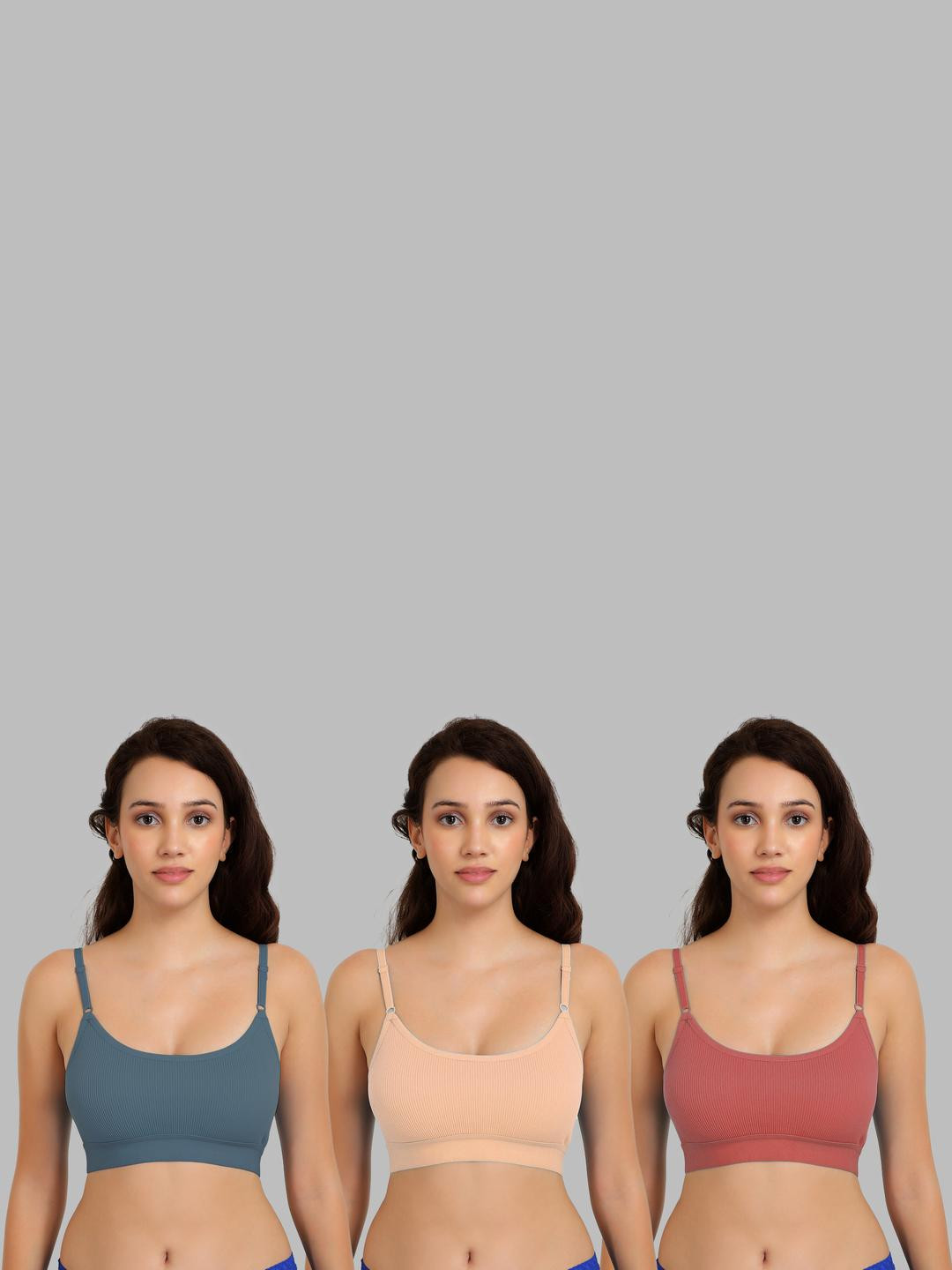 Women Cotton Dark Green,Brown,Orange Non Padded Non-Wired Lingerie Bra Sport wear Gym Crop Tank Top