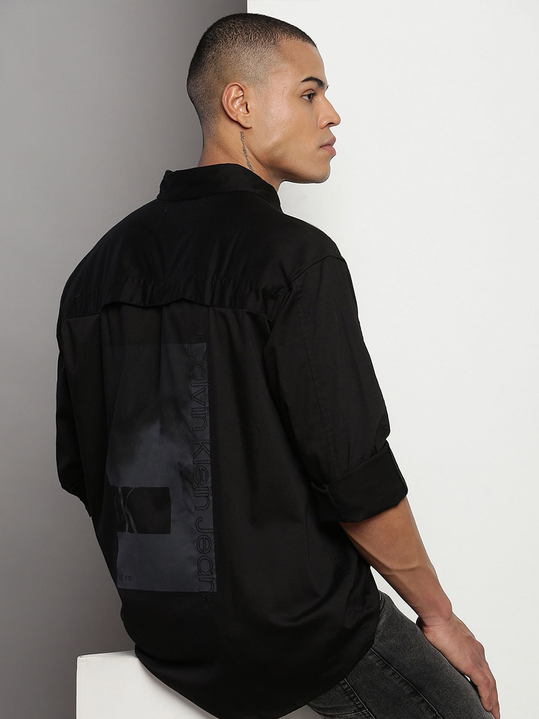 Calvin Klein Jeans Fashion Typography Printed Relaxed Fit Shirt