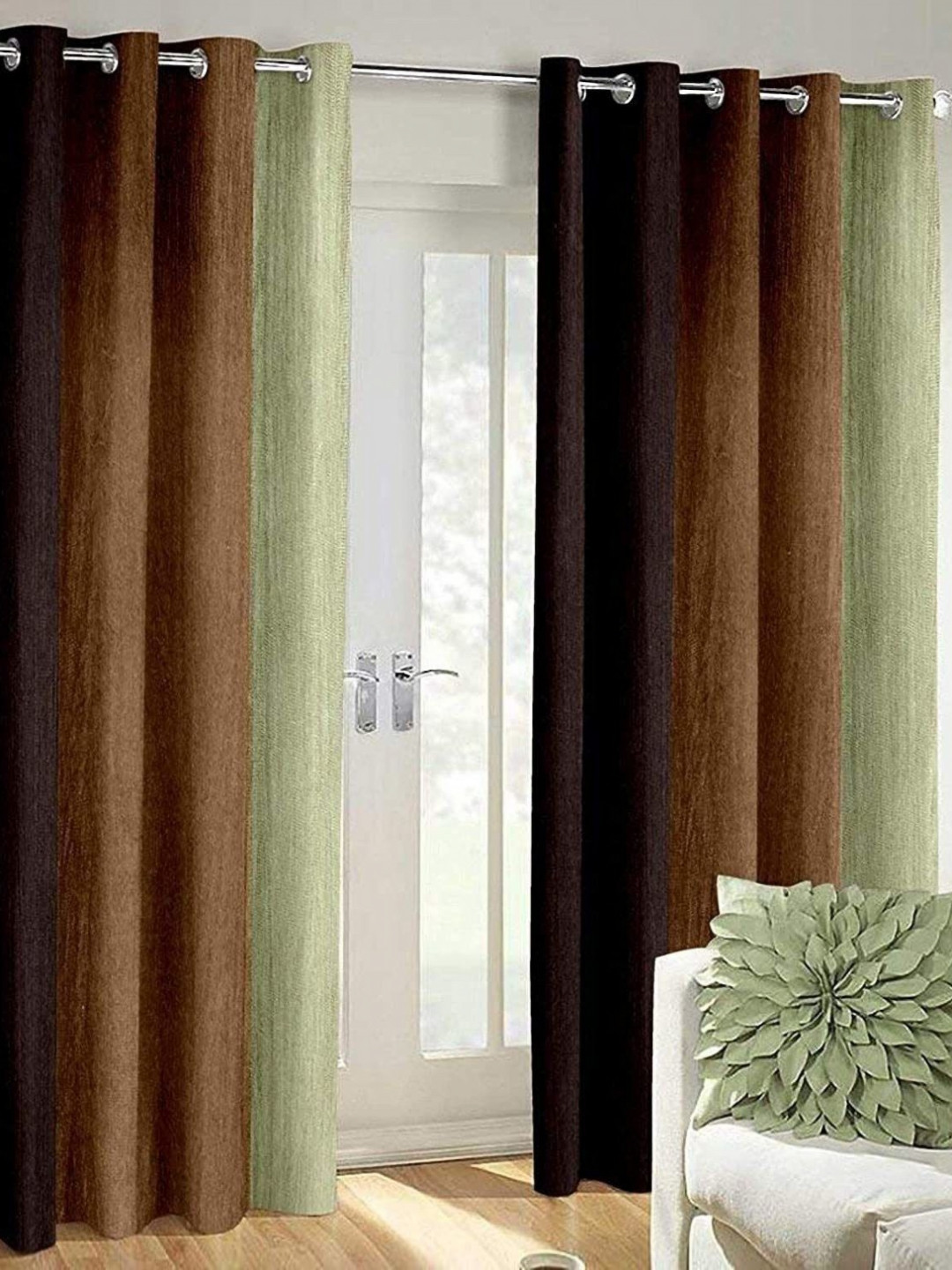 BELLA TRUE Brown & Coffee Brown 2 Pieces Ombre Door Curtains