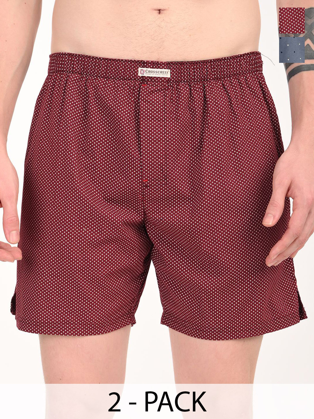 Crosscreek Pack Of 2 Printed Pure Cotton Boxers BXRC03U