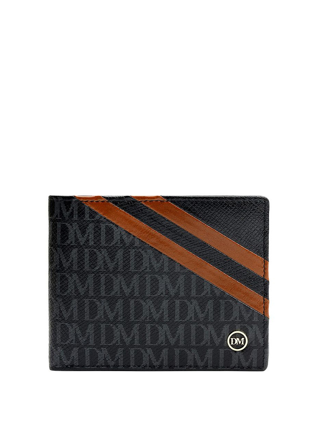 Da Milano Men Typography Printed Leather Short Two Fold Wallet