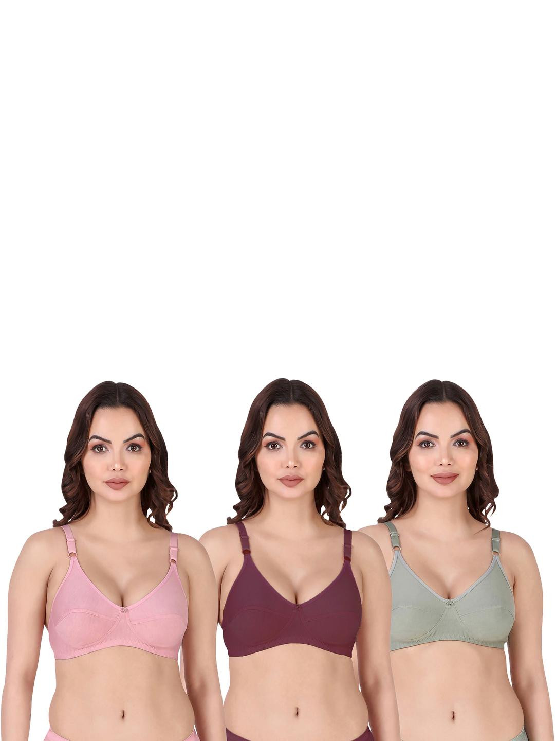 Women Cotton Pink,Maroon,Green Non Padded Non-Wired Lingerie Bra Sport wear Gym Crop Tank Top