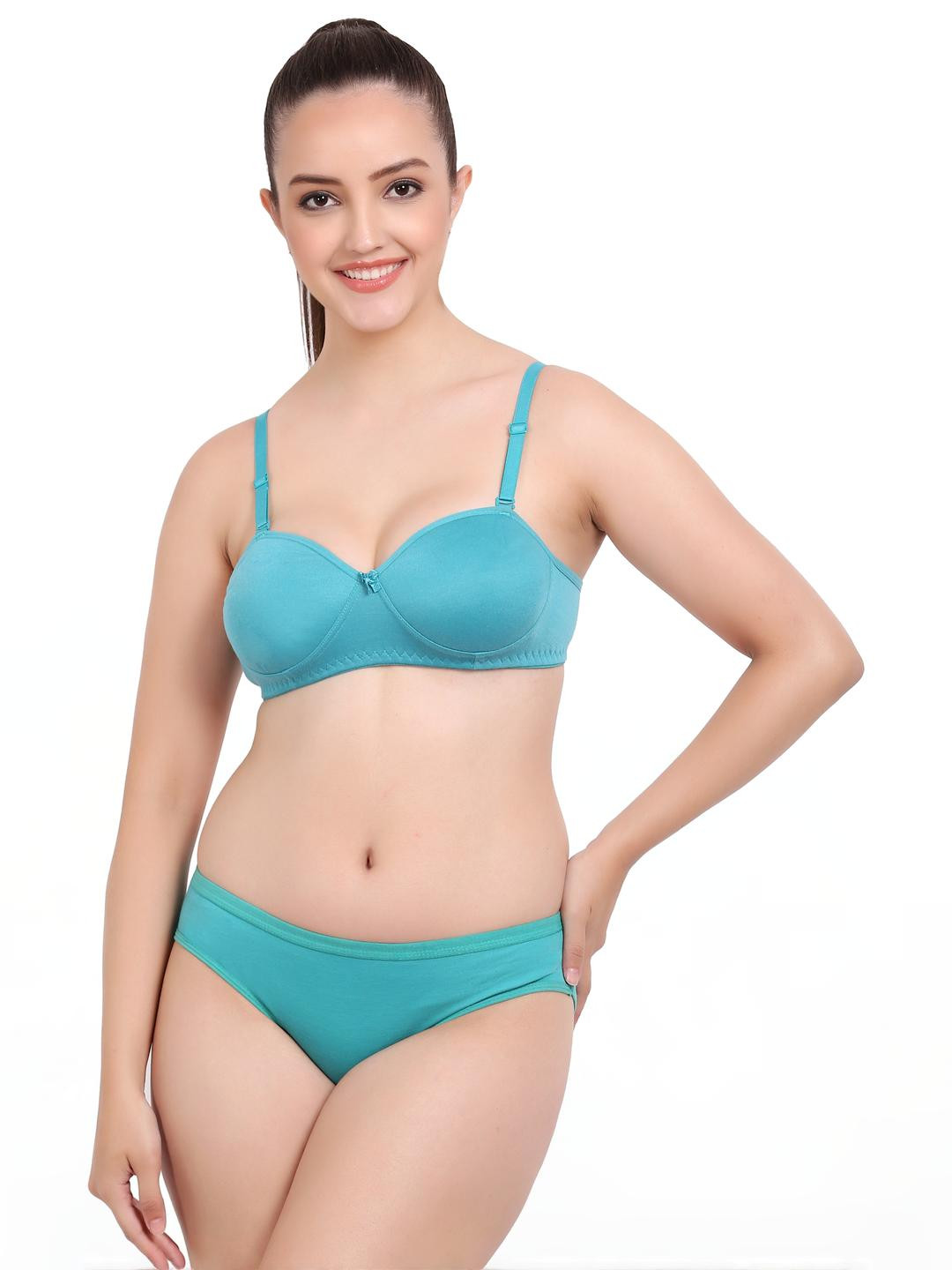 Women Red,Dark Blue Cotton Bra Panty Set for Lingerie Set Undergarments Pack of 2