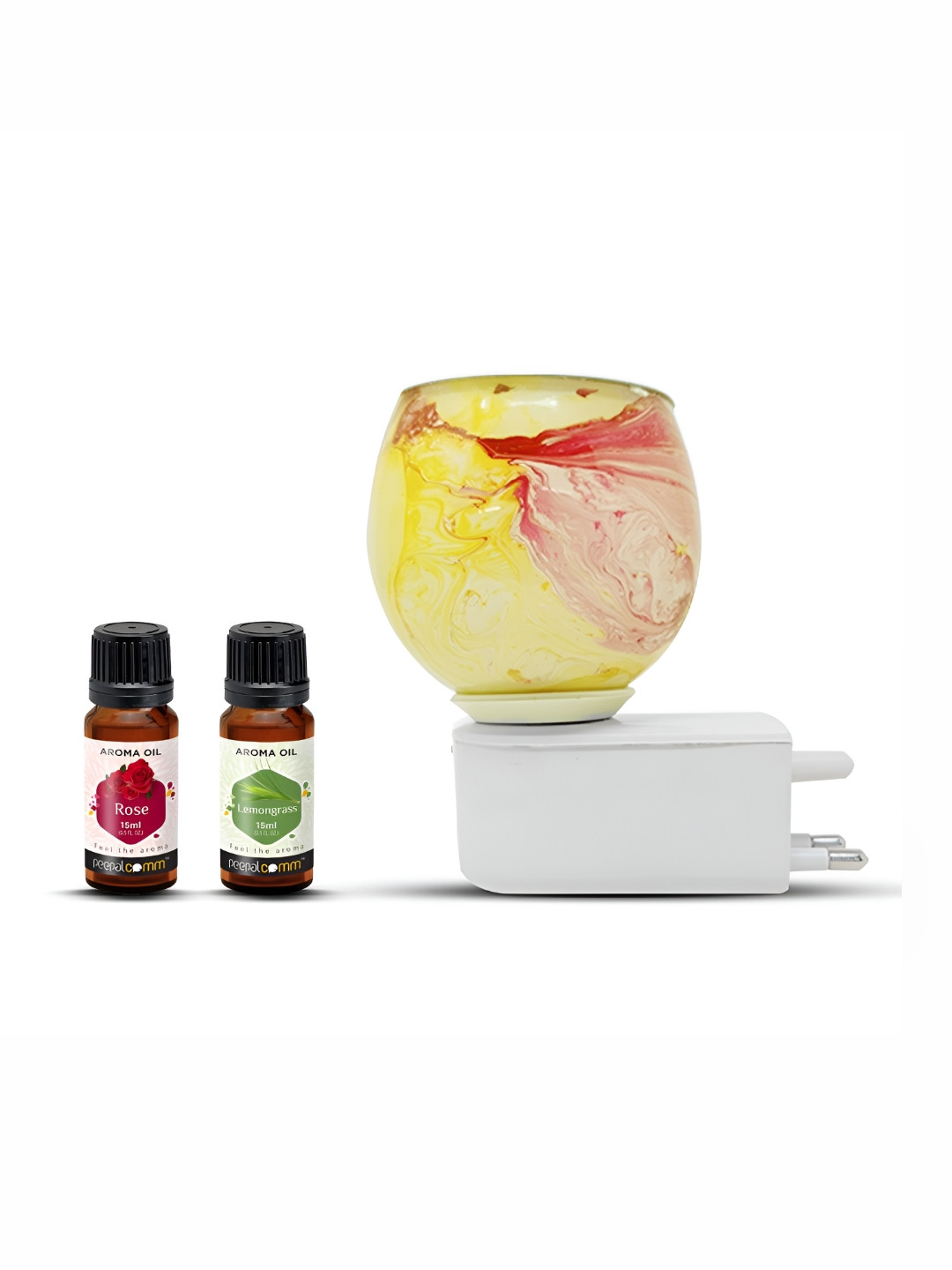 PEEPALCOMM Yellow 3 Pieces Marble Printed Electric Aroma Oil Diffuser With Scented Oil