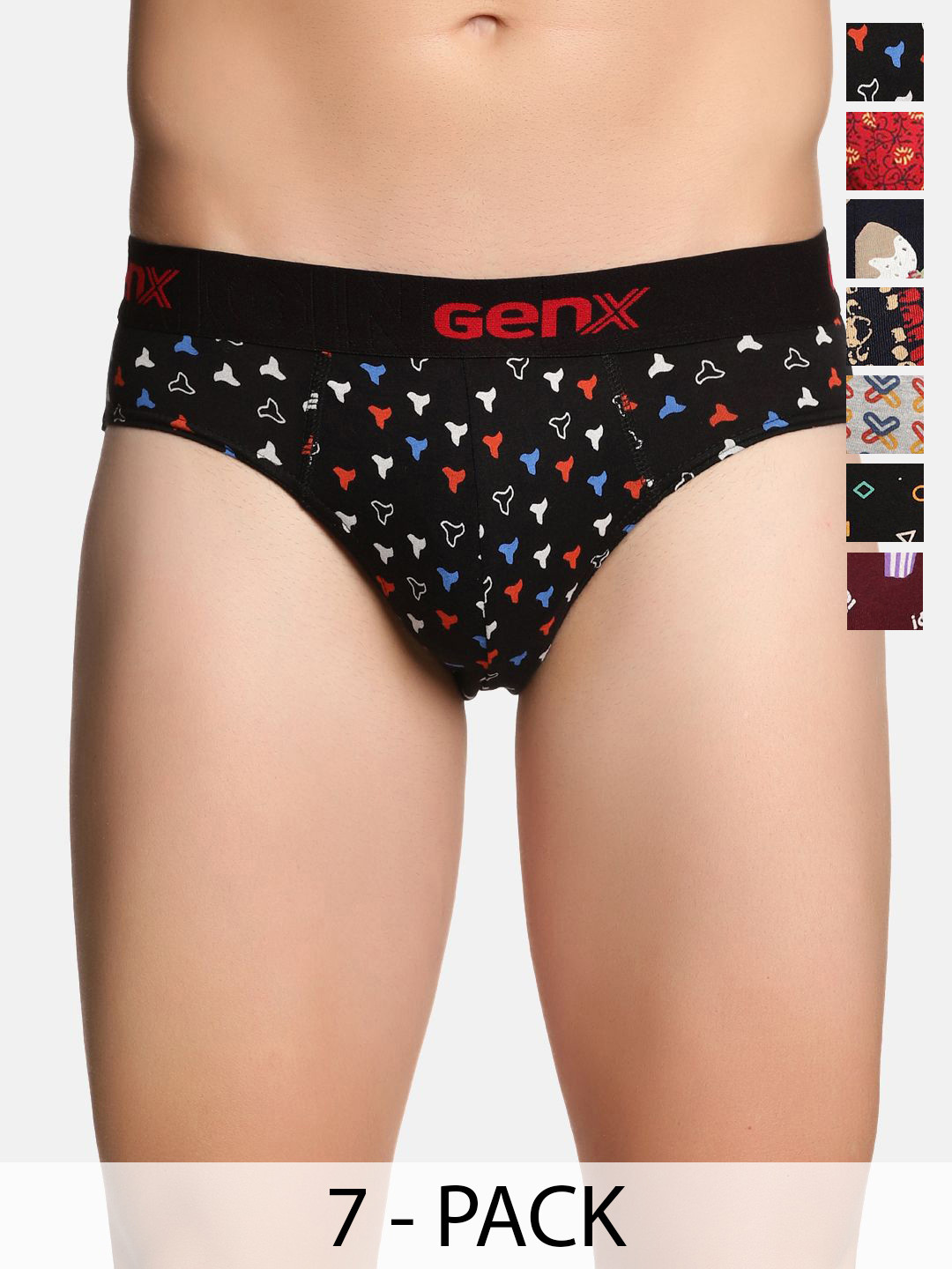 Genx Men Pack Of 7 Assorted Basic Briefs Genx-Jazz-Printed-Brief-7