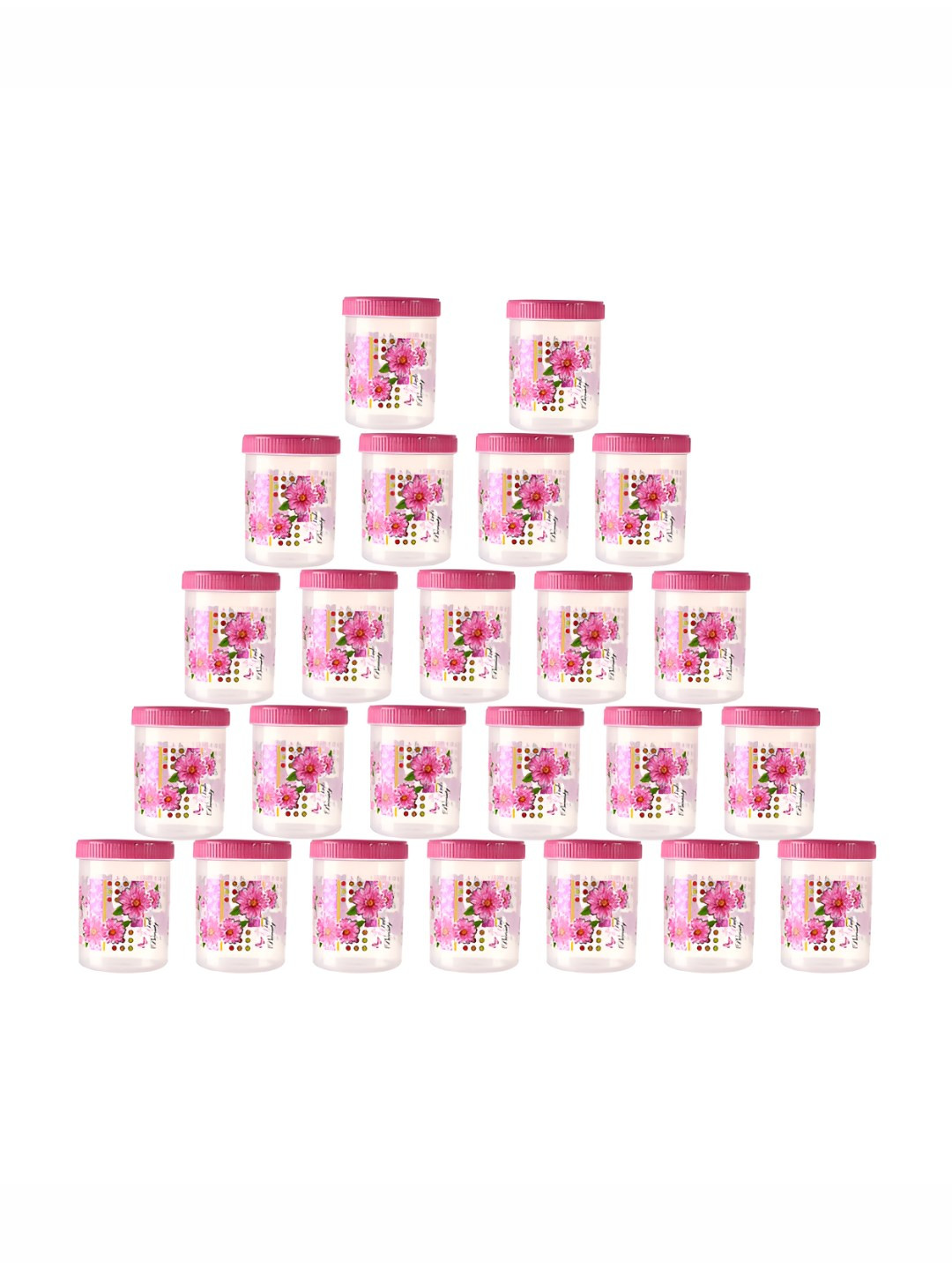 Aura Transparent 24 Pieces Printed Easy To Clean Round Box Containers