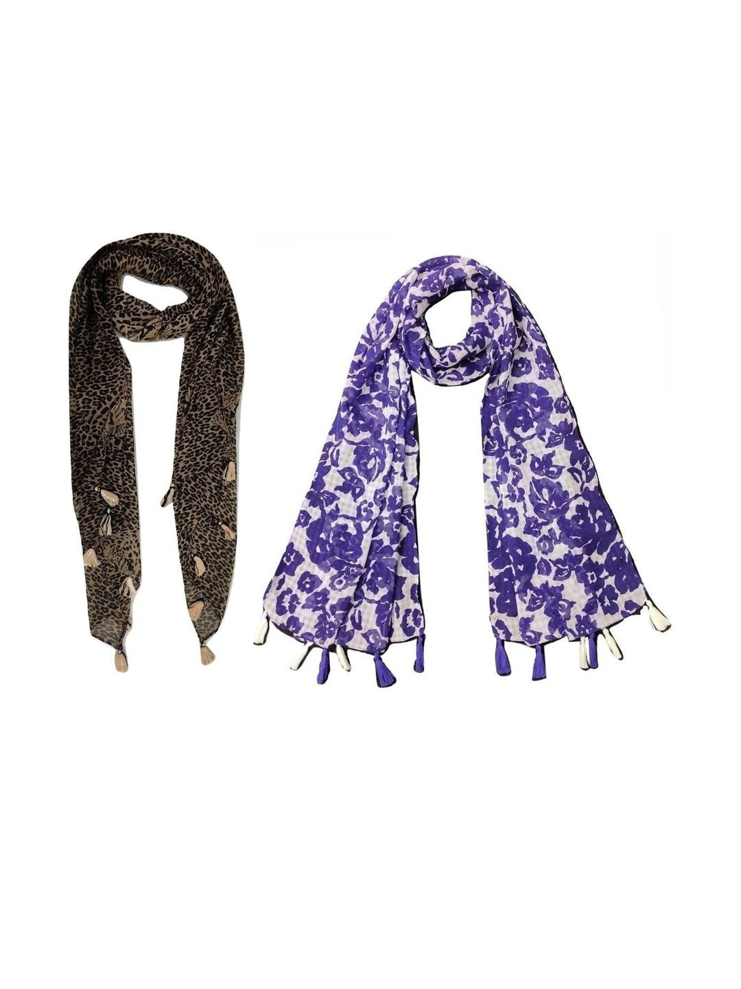 StoleVilla Women's Printed Designer Chiffon Stoles and Scarf (Multicolor) - Pack of 6