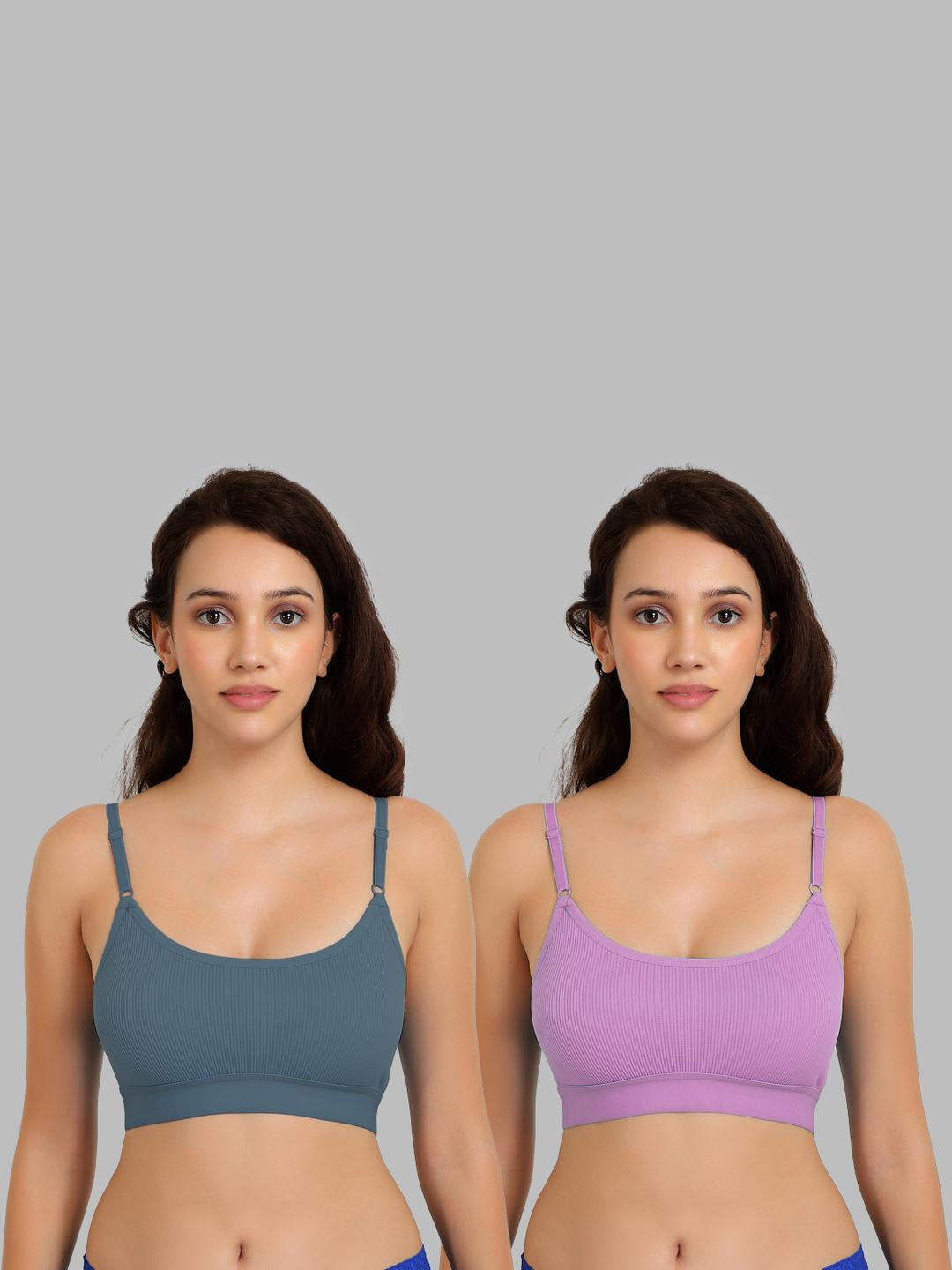 Women Cotton Dark Green,Purple Non Padded Non-Wired Lingerie Bra Sport wear Gym Crop Tank Top