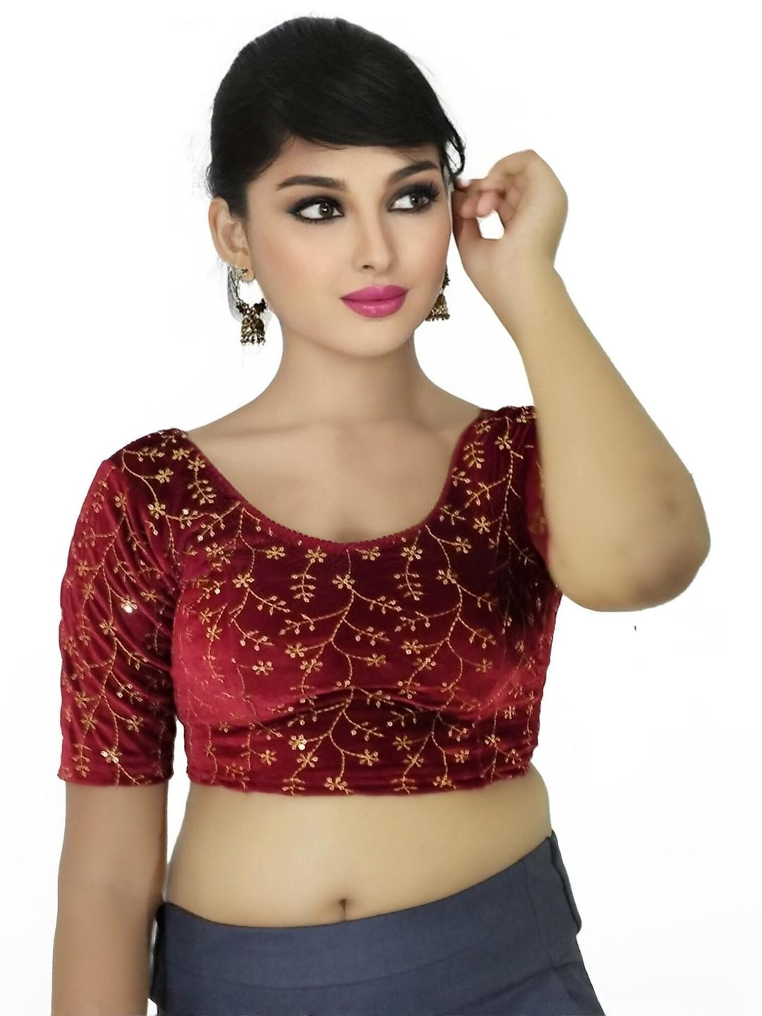 PU Fashion Round Neck Women Blouse