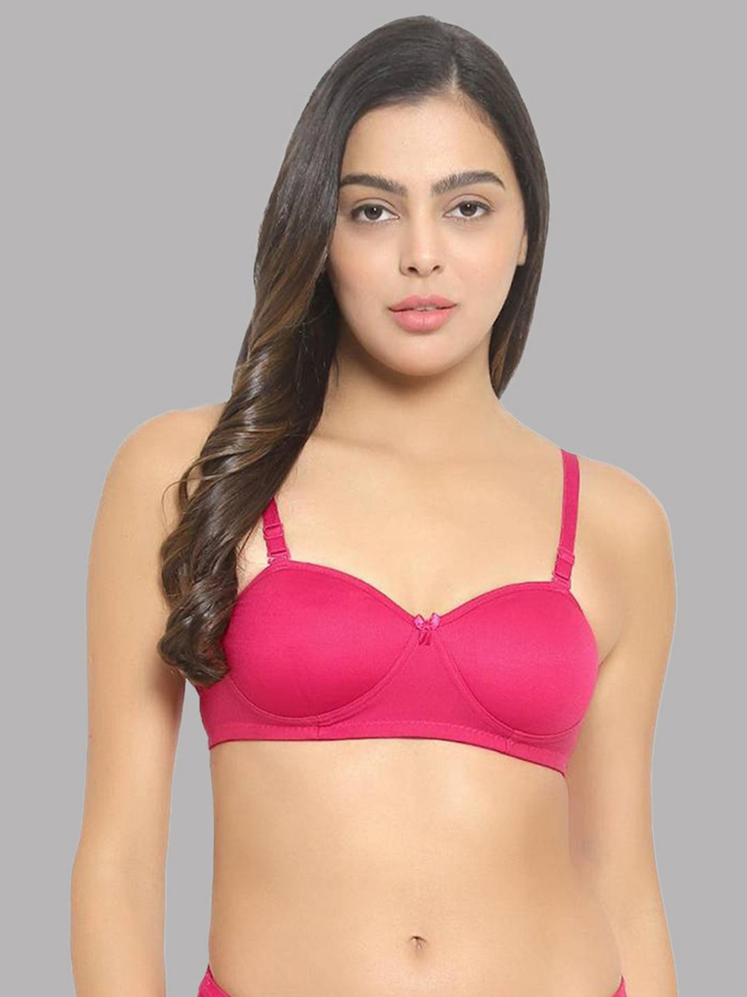 Women Cotton Pink Padded Non-Wired Lingerie Bra Sport wear Gym Crop Tank Top