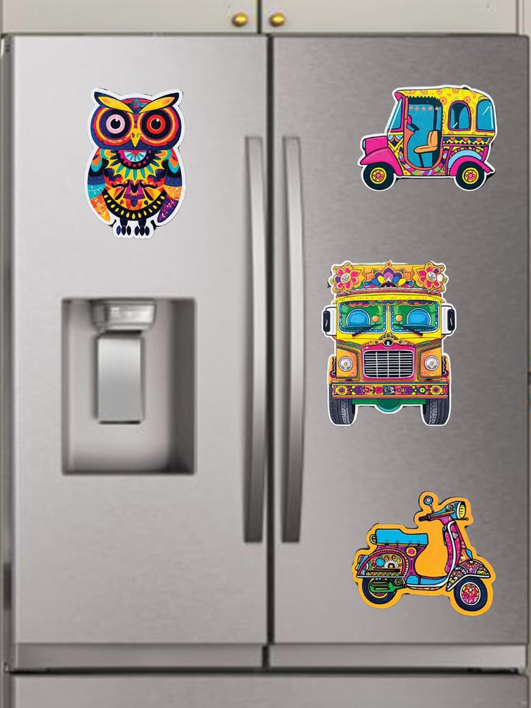 The Gifts Factory Set Of 4 Quirky Prints Wooden Fridge Magnets