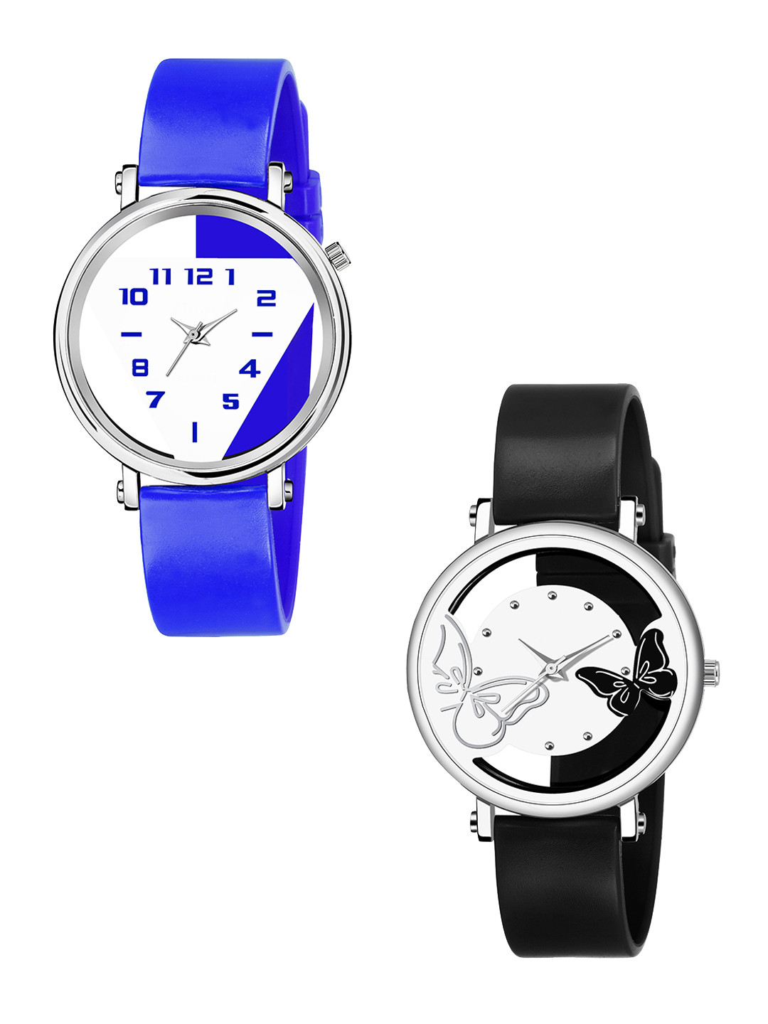 Gopal Shopcart Unisex Pack of 2 Analogue Watch 601 Black 602 Blue