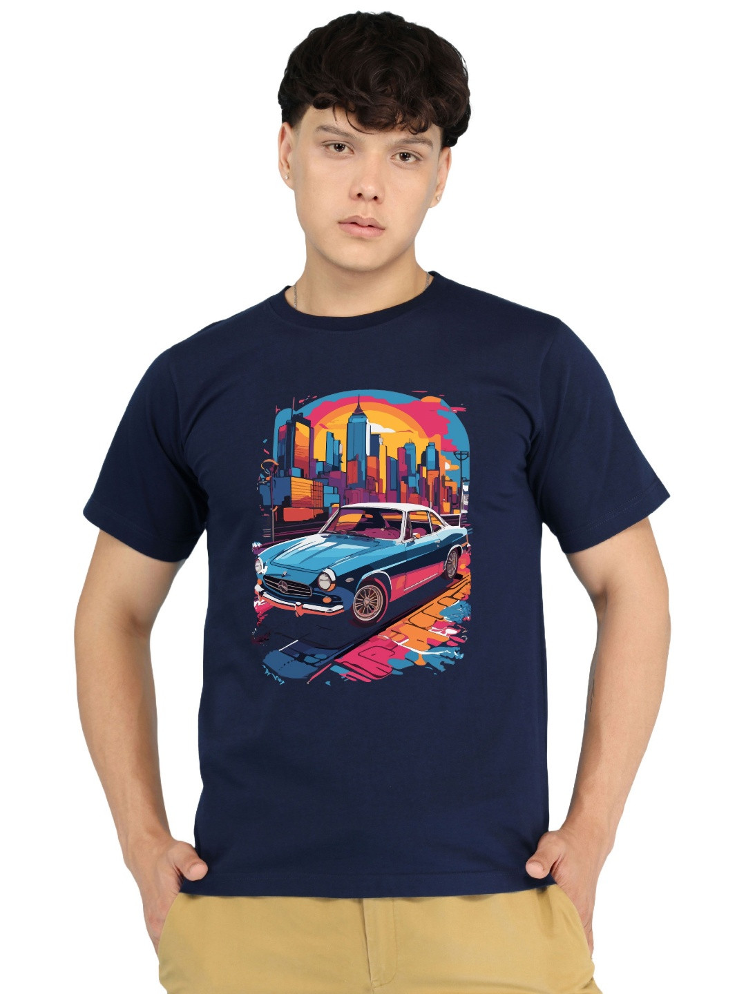 BRAWNY BATTLER Men Printed Slim Fit Cotton T-shirt