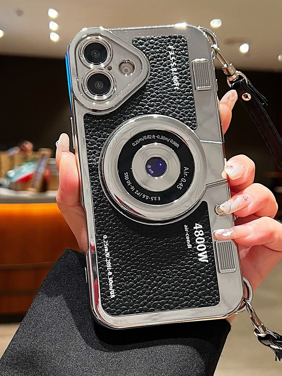 Luxury Kase Retro Vintage Camera Style iPhone 16 Plus Leather Case with 3D Lens Design