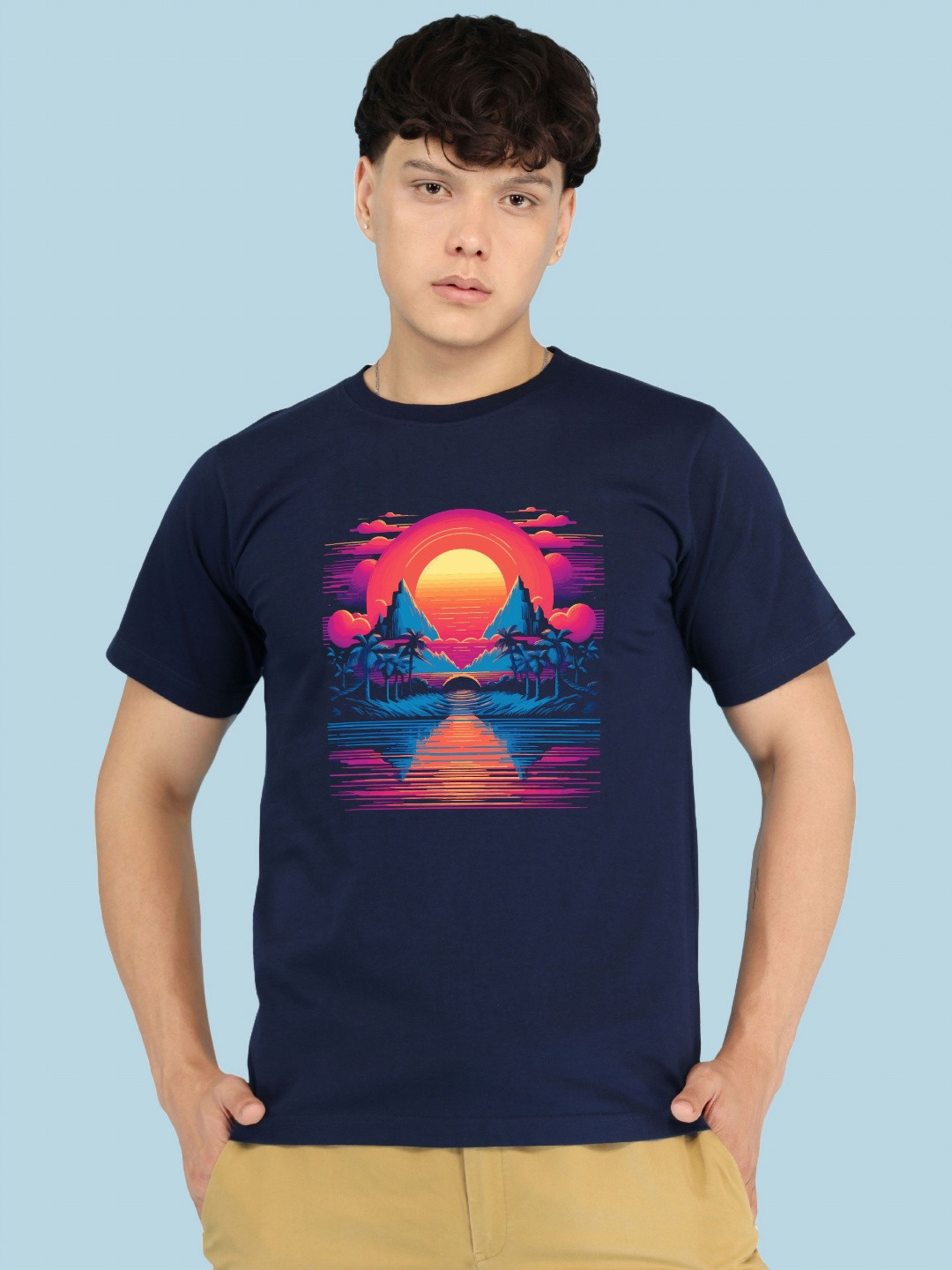 BRAWNY BATTLER Men Pure Cotton Printed Round-Neck T-shirt