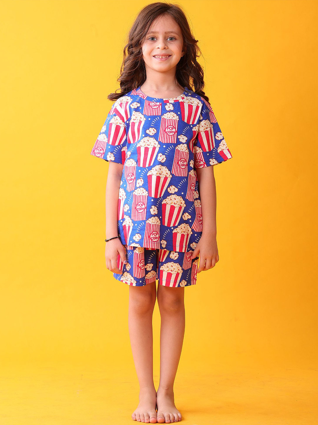 Anthrilo Girls Geometric Printed Night Round Neck suit