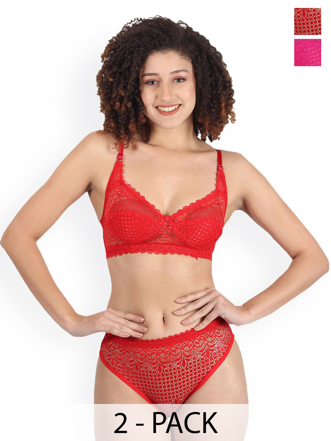 Samvar Pack Of 2 Self-Designed Lingerie Set  A-Rain-Set_R,P