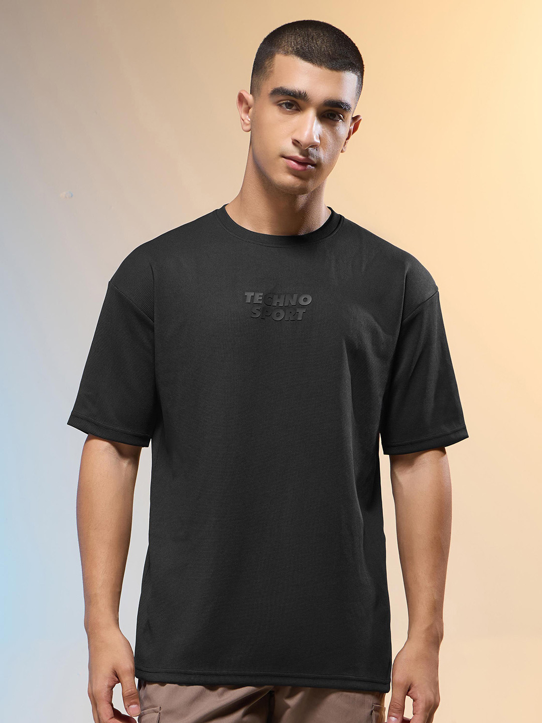 Technosport Men Printed Oversized Round Neck T-shirt with COTFLEX